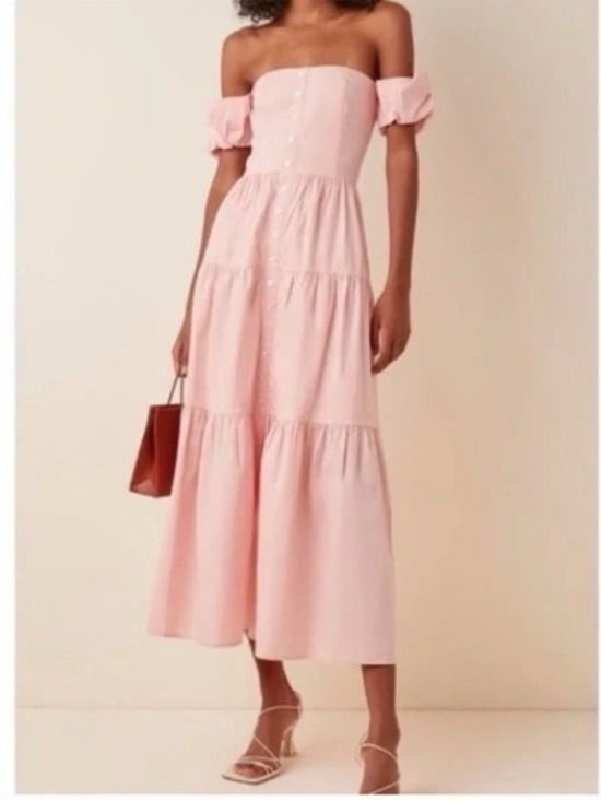 STAUD Dresses & Skirts - NWT Staud Elio Dress Off shoulder in Strawberry Pink Size 4